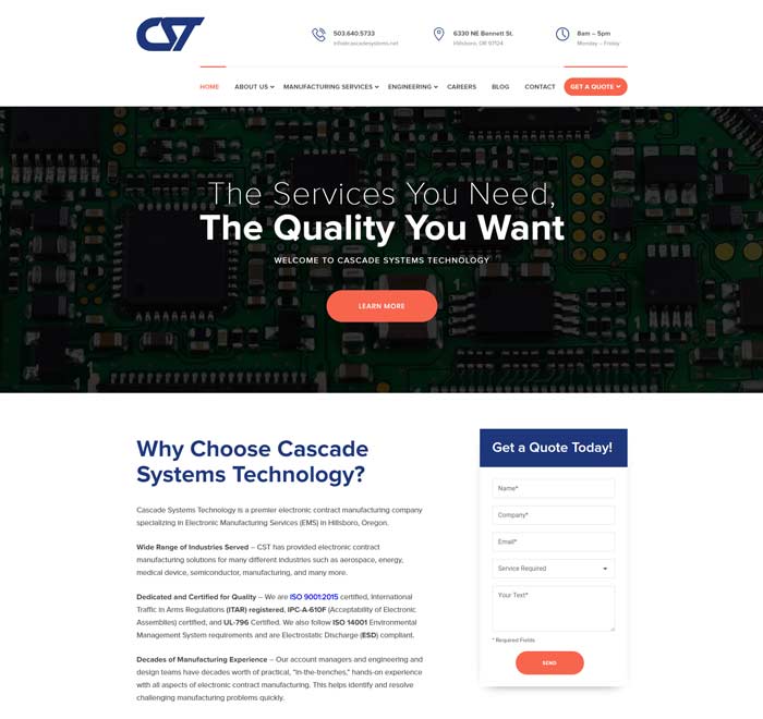 Industrial Website Design for Cascade Systems Technology
